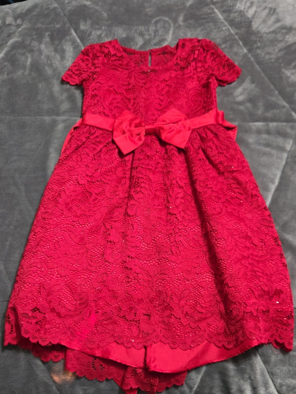 Rare Editions Red Lace Bow Holiday Dress